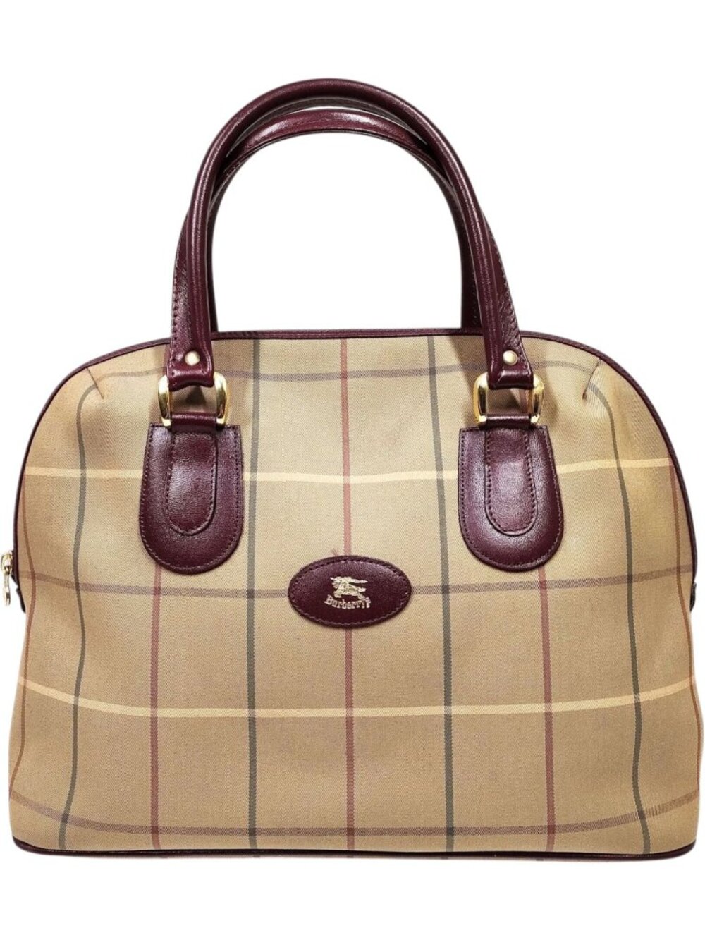 (L2) Burberry Hand Bag Brown Canvas